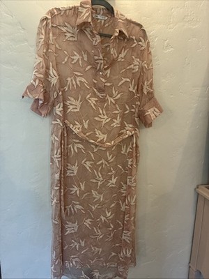 Zara Floral Embroidered Sheer Dress Small