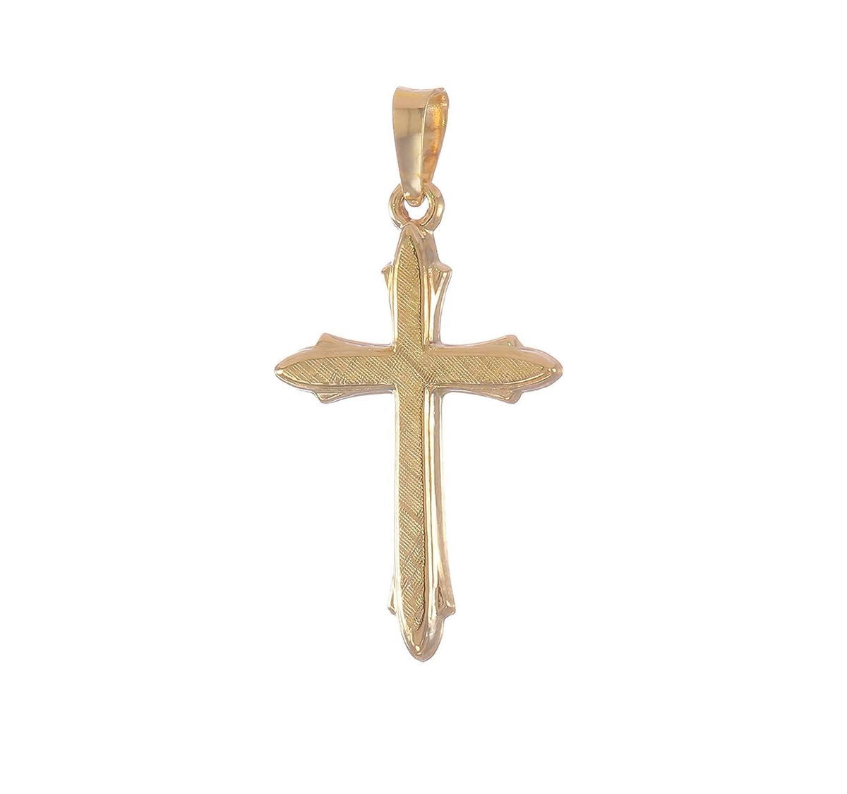 14K Yellow Gold Textured & Polished Passion Cross Pendant XR1482