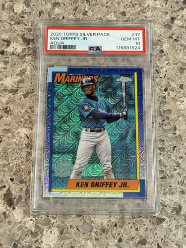 Ken Griffey Jr 2025 Topps Aqua Mojo Refractor #’d/199 PSA 10 GEM MINT