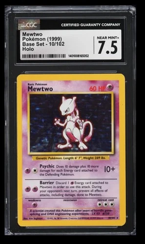1999 Pokemon Base Unlimited Mewtwo CGC 7.5 English #10/102 Holo Rare
