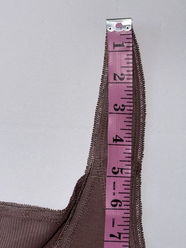 Sundance geripptes Tanktop Y2K Spitze Salatsaum Cami Knopf braun adrett Medium - Bild 11 von 13