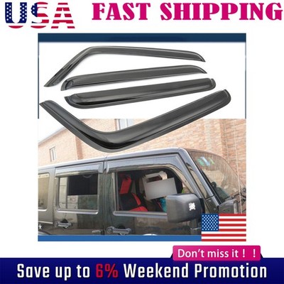4PC Window Visors Fit For 2007-2017 Jeep Wrangler JK Unlimited Vent Sun Shade U*