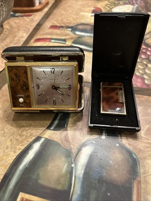vintage zenith no.800 lighter and matching foldable clock 