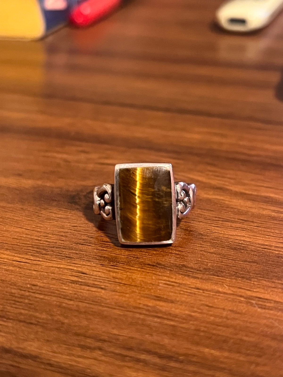 Sterling Silver Tiger’s Eye Rectangular Stone Rin… - image 2