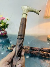 Solid Brass Wooden Walking Stick Cane fish Hand Handle Vintage Beautiful Style