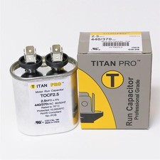1pc TitanPro TOCF2.5 HVAC Motor Run Oval Capacitor 2.5 MFD/UF 440/370 Volts
