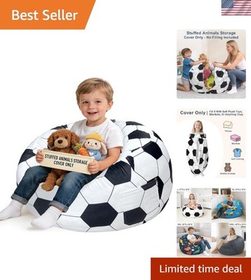 Multi-Functional Velvet Soccer Bean Bag Chair Cover - Perfect for Playrooms