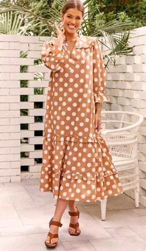 ADORNE Women’s Frances Spot Frill dress Size 10 100% Cotton - Picture 2 of 18