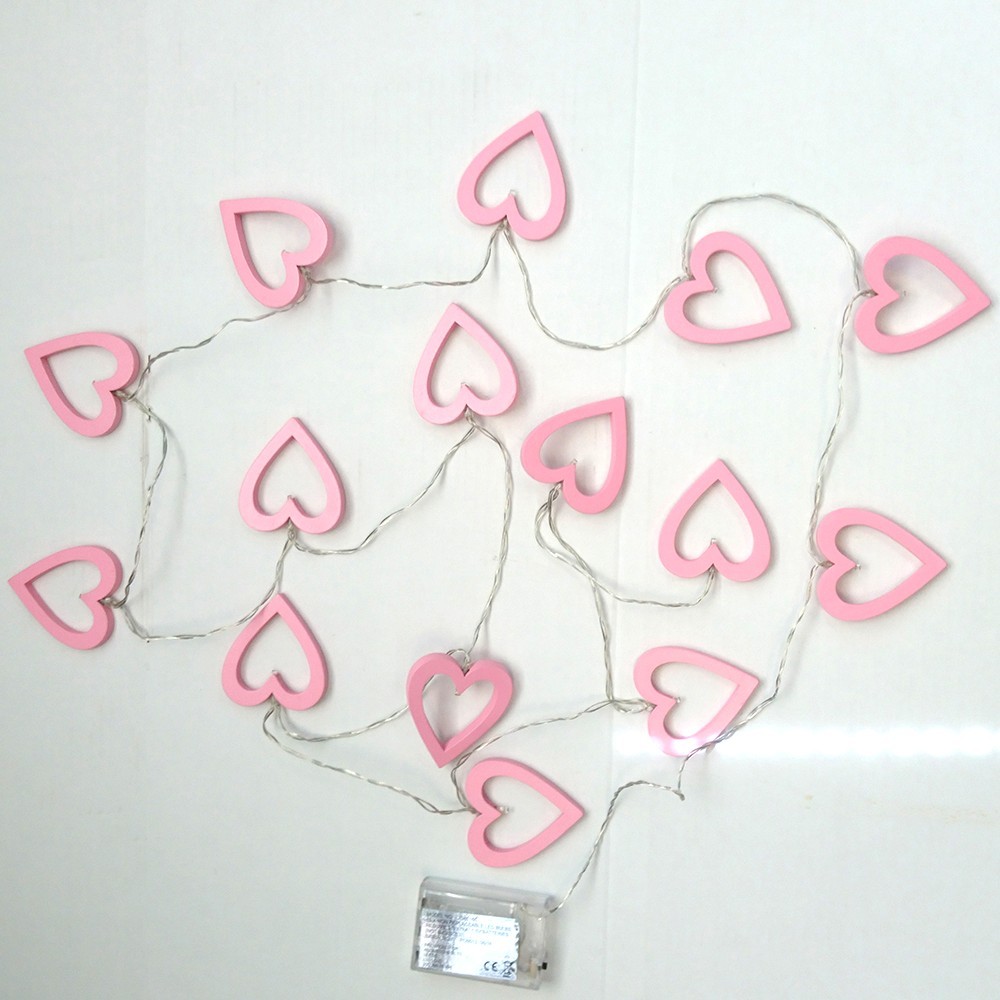 Litecraft 2.6m Fairy String Lights Pink Heart Battery Operated 15 LEDs Clearance