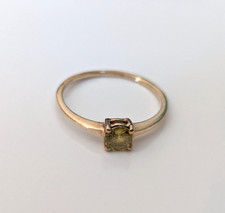 9ct Yellow Gold Sphene Ring Size P 1/2 Hallmarked 375 Round Solitaire 1.5g