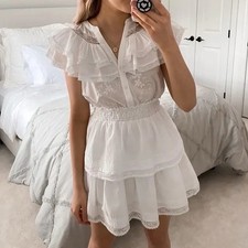 LoveShackFancy x Target Penelope in White Dress Ruffle Tiered Sz L Cottagecore