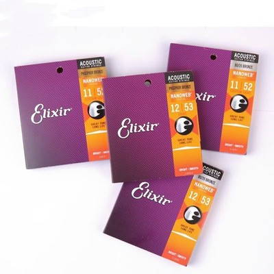 3x Elixier Akustikgitarrensaiten Nanoweb Phosphor Bronze 16002 16027 16052 Neu