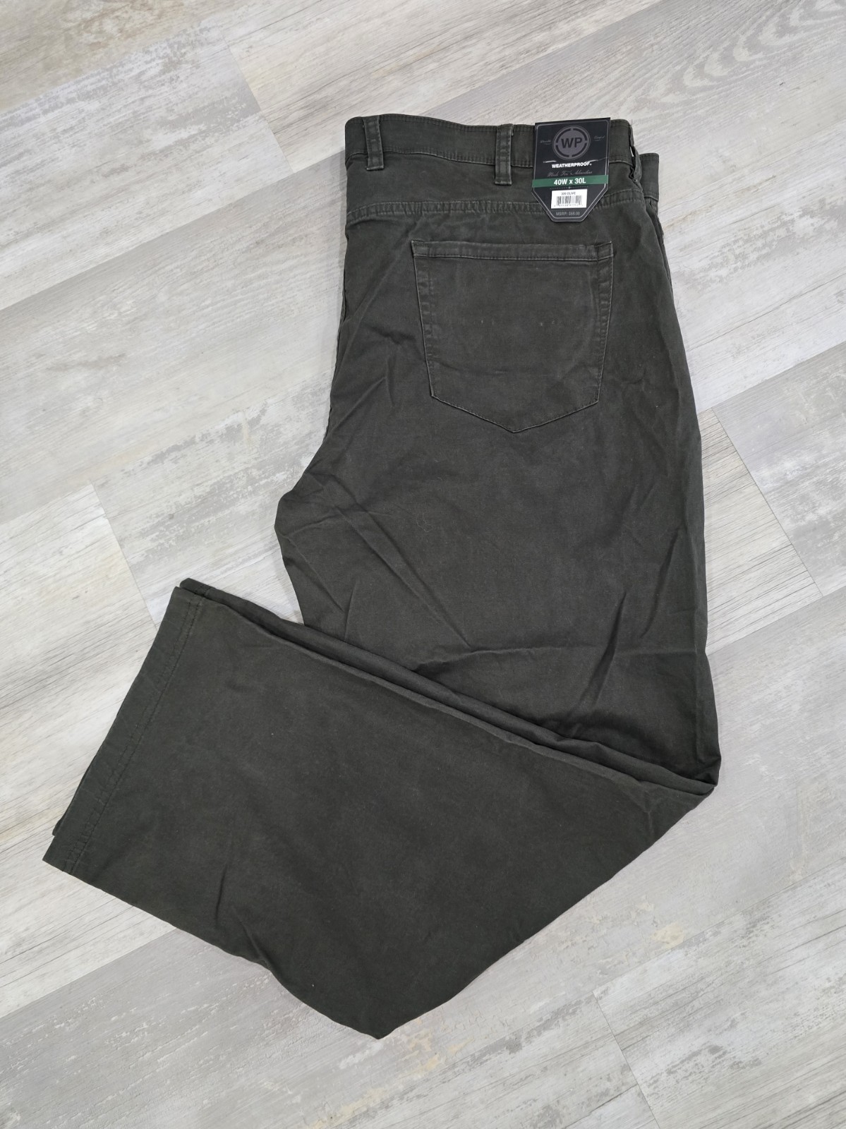 NWT Weatherproof Men's Soft Stretch 5-Pocket Twill Pant 40x30 Olive W0F706SC