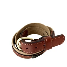 Zep-Pro Canvas & Leather Woven Ribbon Fishing Belt Men's Size 38 Brown Beige
