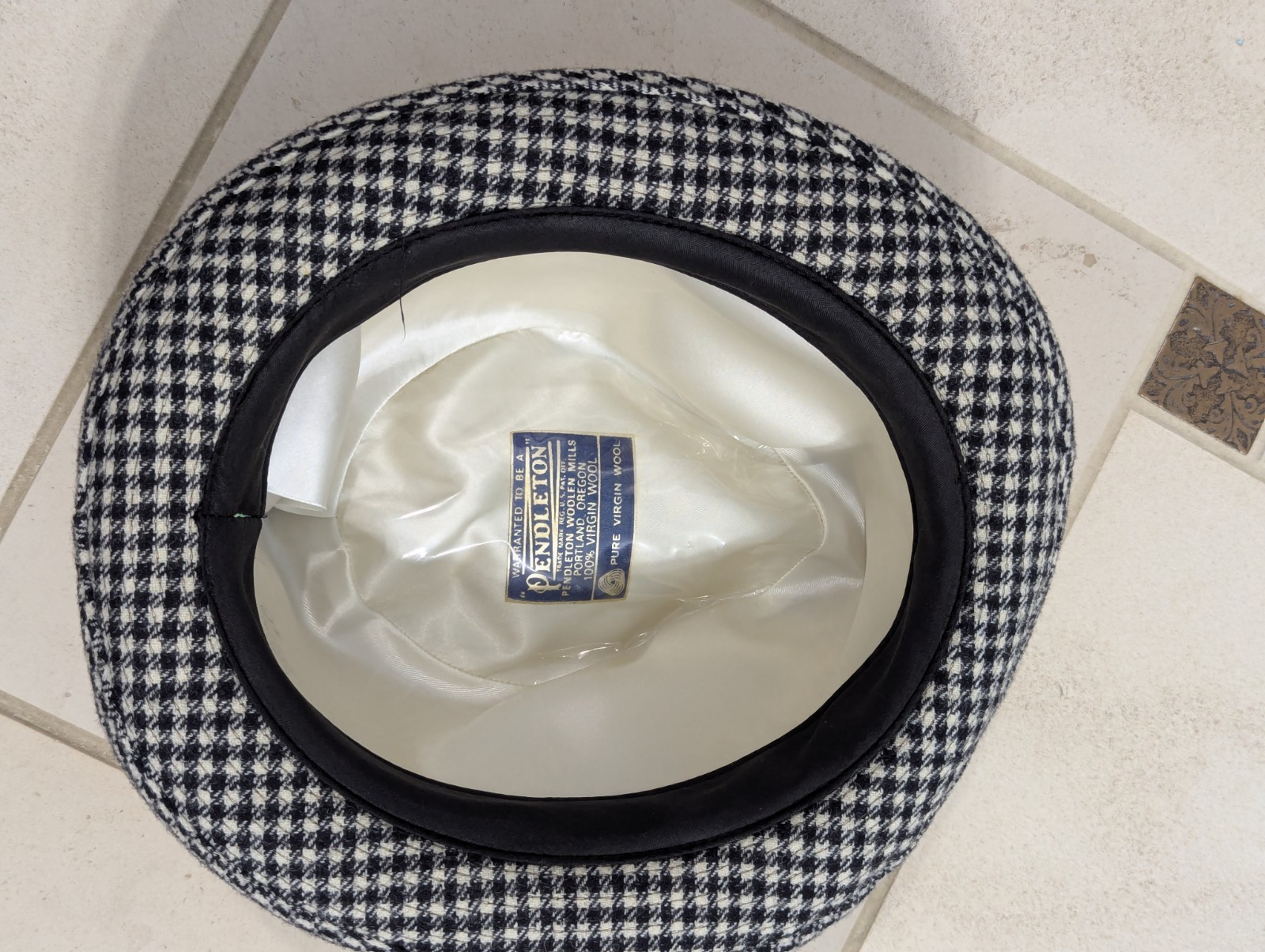 Small Vintage Pendleton Wool Houndstooth Fedora H… - image 5