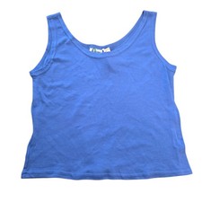 Vintage Que,Sera Crop Tank Top Blue Made In USA 90s Womens Small NEW NWT