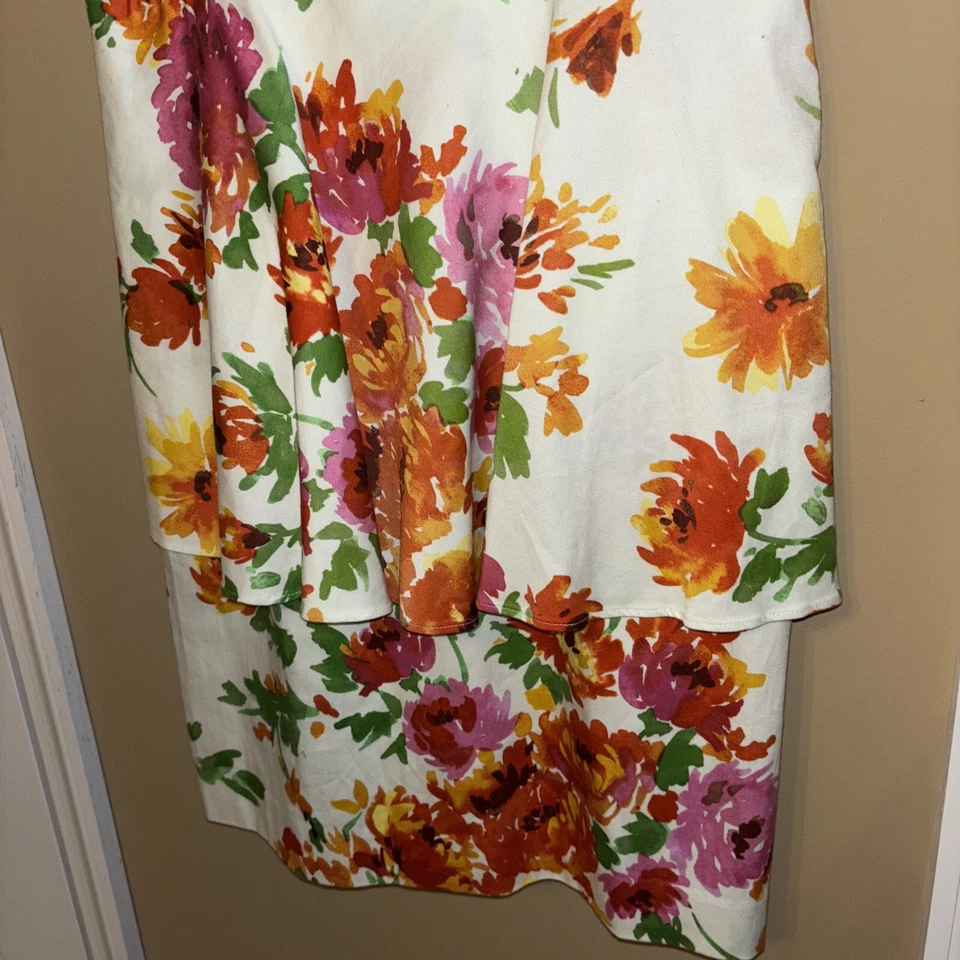 Betsey Johnson Sz 8 Peplum Floral Spaghetti / Strapless Dress Convertible Y2K - Image 4 of 4