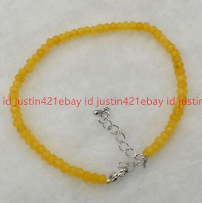 Faceted 2x4mm Yellow Topaz Natural Gemstone Rondelle Beads Bracelets 7.5'' AAA