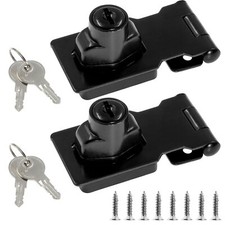 2-Pack 2.5-in Flat Black Hasp Lock with Keys Stainless Steel Twist Knob Latch