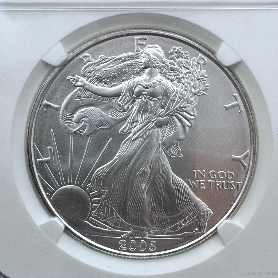 2005 US American Silver Eagle .999 Fine Silver NGC MS69 #6076808-037 - Image 3 of 4