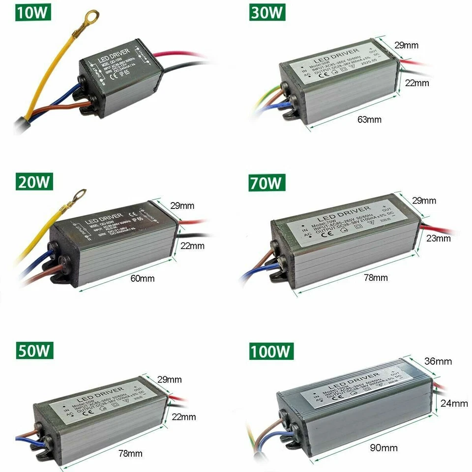 100W 50W 30W 20W 10W LED Driver Power Supply Transformer Constant Current IP65 - Image 3 of 4