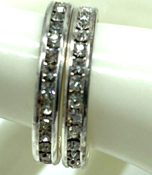 Rings. Two Silver Tone Stackable Rings with clear… - image 1