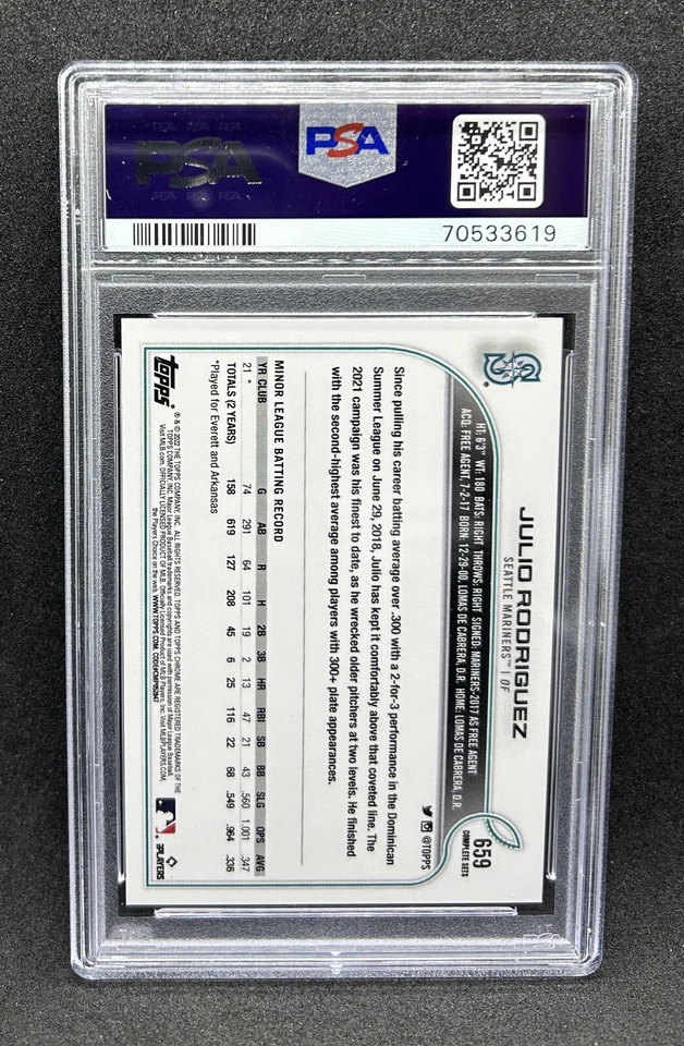Julio Rodriguez 2022 Topps 582 Montgomery Club Complete Set RC PSA 9 MINT Rookie - Image 2 of 2
