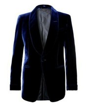 Navy blue smoking jackets One button Dinner Velvet Jacket Coats Blazers