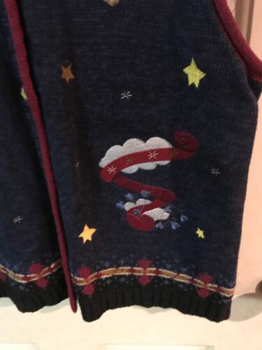 Maglione gilet Quacker Factory usato in ottime condizioni bottoni davanti impreziosito Angel Moon Navy M - Foto 2 di 7