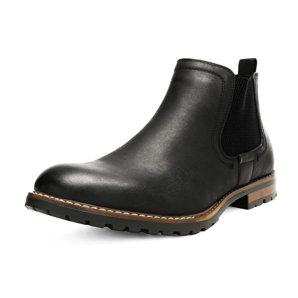 Men's Chelsea Boots - PU Leather Weave Oxford Ankle Boots, Slip-On Dress & Casual Boots