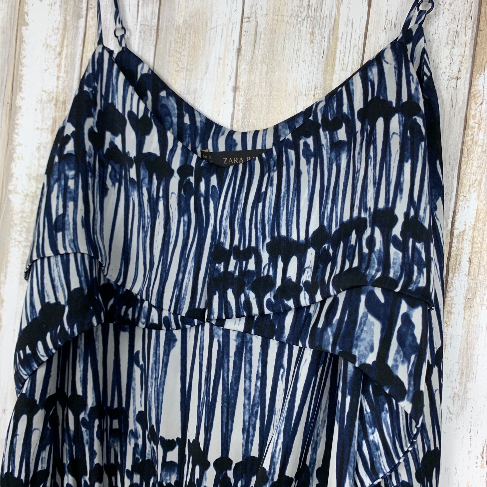 ZARA Basic Blue White Print Sleeveless Romper S S… - image 3