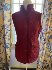 Dubarry Womens Vest Red Quilted Full Zip Pockets Mock Neck Snaps Uk 10 Us Sm