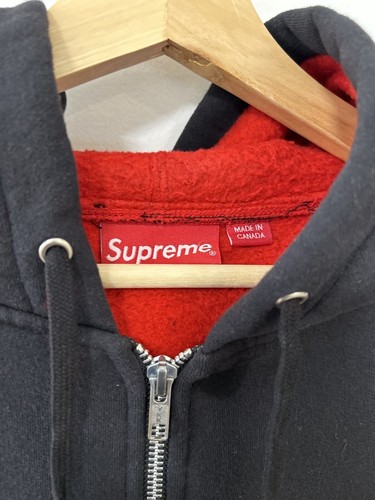 SUPREME CONTRAST ZIP UP HOODED SWEATSHIRT SS18 - Sz M Black Jacket Hoodie Street - Picture 9 of 15