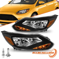For 2012 2013 2014 Ford Focus Halogen [OE Style] Headlights Assembly L+R w/Bulbs