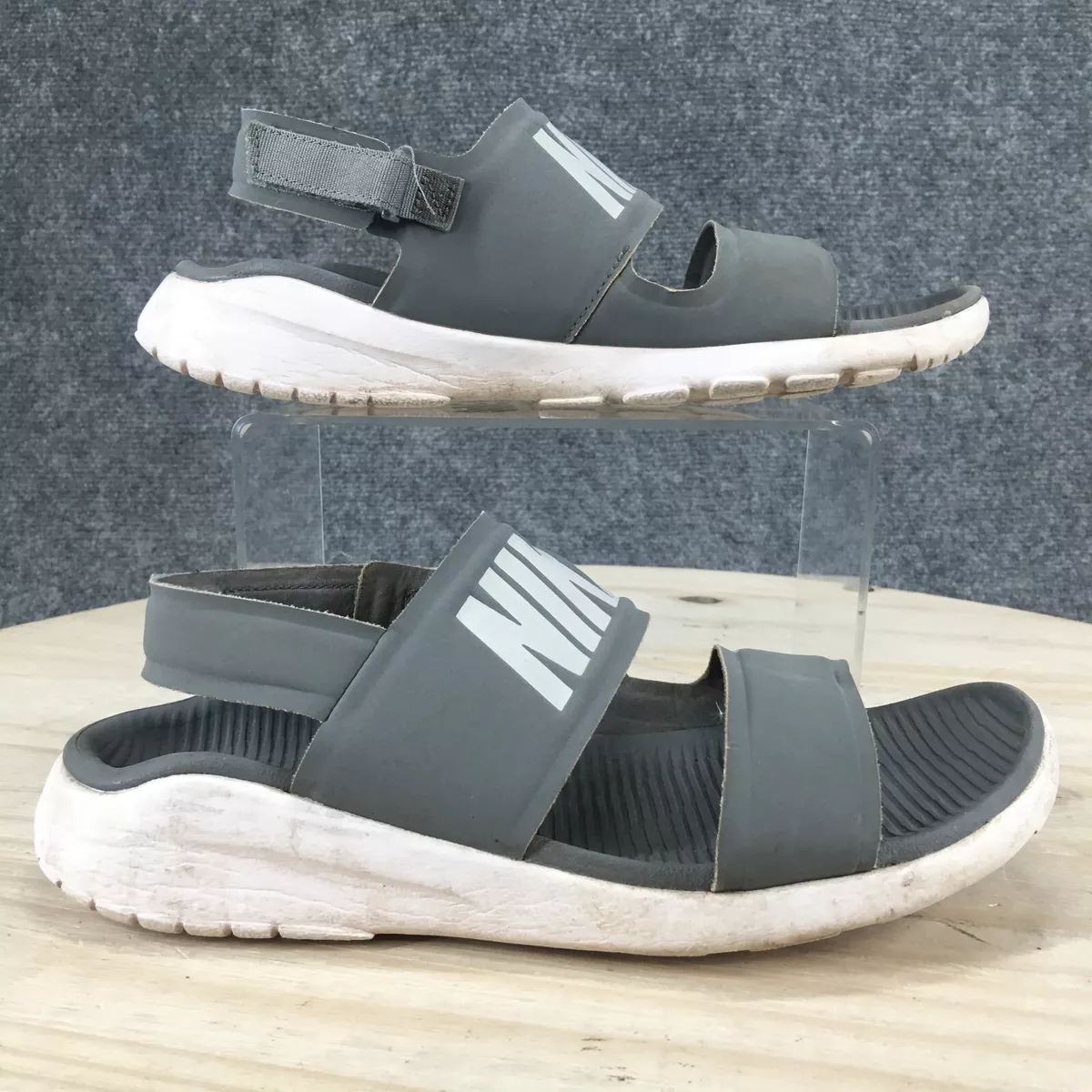 Nike Sandals Womens 7 Tanjun Sporty Open Toe Comfort Slingback 882694 002 Grey