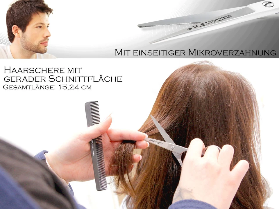 Profi Haarschere Friseurschere 6 Zoll 15,24 cm mit Mikroverzahnung im Etui NEU - Bild 2 von 4