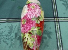 Vase ancien grand peint main signature Chrysanthèmes Porcelaine LIMOGES FRANCE