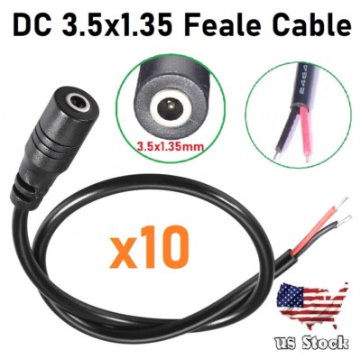 10pc DC Power Plug cable 3.5x1.35 mm Female Led light Monitor power output cable