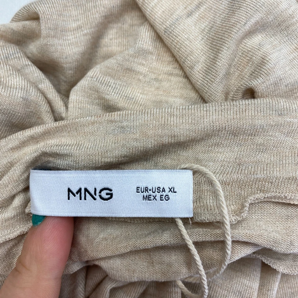 Mango MNG Women Beige High Neck Long Sleeves T Shirt Blouse Size XL - Image 4 of 4