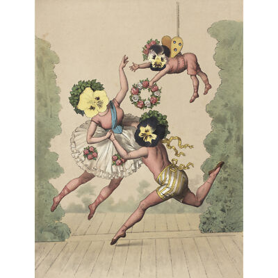 Anonymous Flower Face Dancers Weird Drawing XL Wandbild Leinwandbild