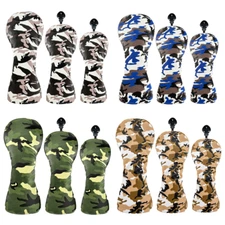 Camouflage Leather Golf Head Cover Fit Driver Fairway Wood Hybrid Club 135UT Set