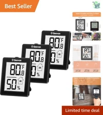 Portable Digital Thermometer 3-Pack with LCD Display & Multiple Mounting Options