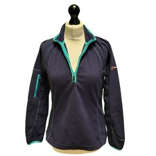 Women's Berghaus Navy Lightweight 1/4 Zip Fleece Pullover Uk L 12 EU 40