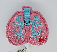 Lungs Badge Reel ID Holder Nurse Doctor Telemetry ER RT Respiratory Therapist