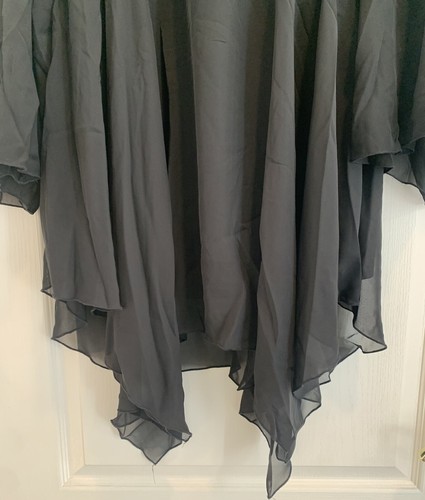 Anthony Originals Faux Wrap Sharkbit Hem Embroidered Black Top & Pant Set 2X NWT - Picture 8 of 15