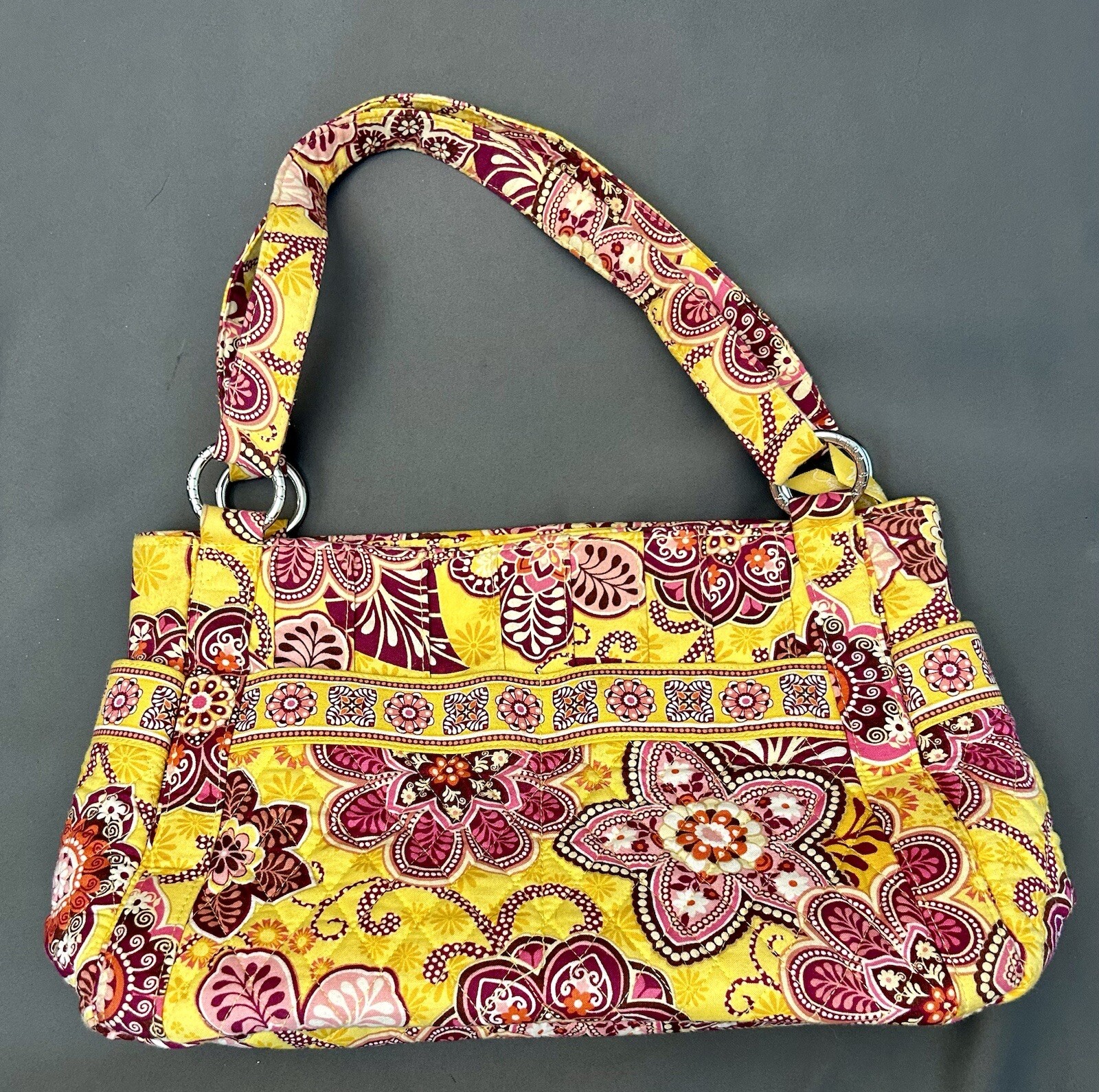 Vera Bradley On-the-Go Over Shoulder Bag in Bali Gold Womens Purse Yellow Pink