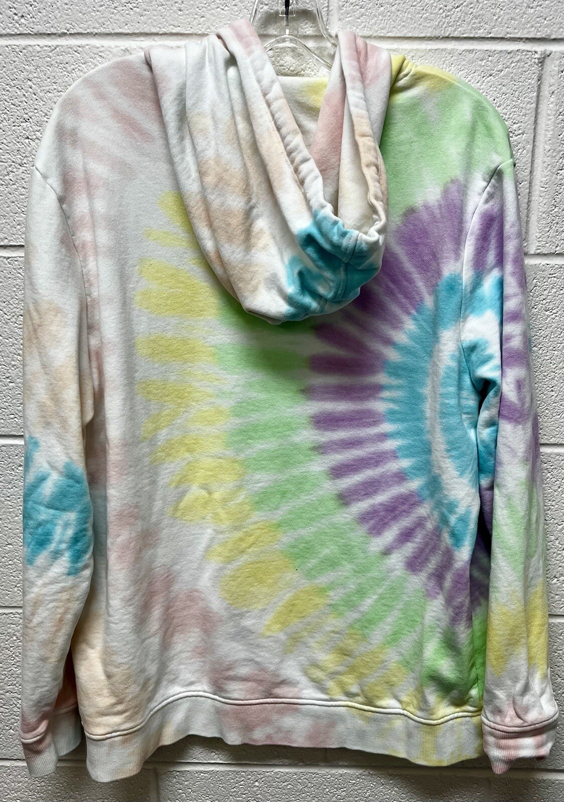 Felpa con cappuccio FILA Pastel Tie Dye taglia large taschino canguro DR08