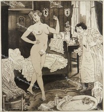 Nude erotic nude mirror toilet Emil Sartori Bayros Vienna Art Nouveau art nouveau