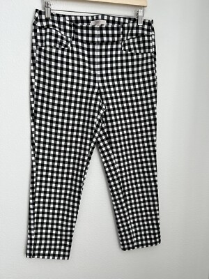 Loft Women's Black White Checkered Marisa Riviera Crop Ankle
