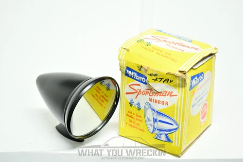 RARE: NOS WIBROC SPORTSMAN METAL GUARD or DOOR MIRROR - BLACK - VINTAGE BULLET